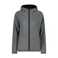 Bluza z kapturem z melanżowej dzianiny damska CMP Knit Tech. Szare bluzy damskie CMP, m, bez wzorów, z dzianiny, z kapturem. Za 303.00 zł.