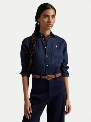 Polo Ralph Lauren Koszula 211970730002 Granatowy Classic Fit. Niebieskie koszule damskie Polo Ralph Lauren, xs, bez wzorów, ze lnu, bez kołnierzyka, bez ramiączek. Za 669.99 zł.