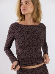 Dwuczęściowa piżama z wiskozą - ciemnobrązowy. Brązowe piżamy damskie Reserved, bez wzorów, z dzianiny, bez ramiączek. Za 139.99 zł.