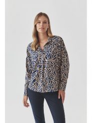 TATUUM Koszula "Berko" w kolorze granatowo-beżowym rozmiar: 42. Brązowe koszule damskie TATUUM, s, bez wzorów, z wiskozy, klasyczne, bez kołnierzyka, bez ramiączek. Za 116.95 zł.