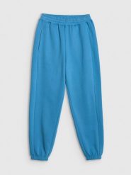 4F Spodnie dresowe joggery damskie - niebieskie XXL. Niebieskie spodnie dresowe damskie 4F, xxl, bez wzorów, z bawełny. Za 149.99 zł.