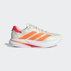 Buty Duramo Speed 2 Running. Białe obuwie sportowe damskie Adidas, z materiału, bez zapięcia, do biegania. Za 399.00 zł.