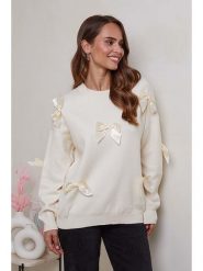 Soft Cashmere Sweter w kolorze kremowym rozmiar: 38/40. Brązowe swetry klasyczne damskie Soft Cashmere, bez kołnierzyka. Za 154.07 zł.