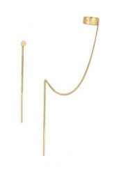 Elli Damska nausznica łańcuszek Pull Through płytka ze srebra próby 925 Sterling Silver Kolczyki 1 ct Damski. Szare kolczyki damskie Elli, srebrne, na sztyftcie. Za 168.99 zł.