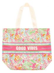 Zwillingsherz Shopper bag "Good Vibes" ze wzorem rozmiar: onesize. Shopper bag Zwillingsherz, bez wzorów, z materiału, na ramię, bez dodatków. Za 60.99 zł.
