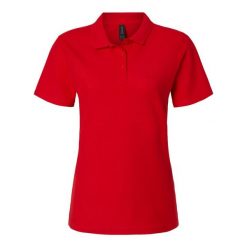 Damska Koszulka Polo Softstyle Pique. Czerwone koszulki sportowe damskie GILDAN, m, bez wzorów, bez ramiączek. Za 77.99 zł.