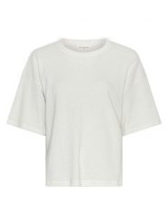 MOSS COPENHAGEN Koszulka "Linea" w kolorze białym rozmiar: M/L. Białe bluzki damskie Moss Copenhagen, l, bez wzorów, bez kołnierzyka, bez ramiączek. Za 137.42 zł.