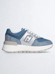 Liu Jo Skórzane sneakersy w kolorze niebiesko-srebrnym rozmiar: 39. Niebieskie obuwie sportowe damskie Liu Jo, z materiału, bez zapięcia. Za 485.45 zł.