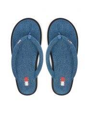 Tommy Jeans Japonki Tjw Padded Denim Casual Sandal EN0EN03021 Niebieski. Niebieskie klapki damskie Tommy Jeans, bez wzorów, z denimu, bez obcasa, bez zapięcia. Za 289.99 zł.