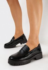 Czarne Eleganckie Mokasyny ze Skórzaną Wkładką Ulanna. Czarne mokasyny damskie Born2be, bez obcasa. Za 74.99 zł.