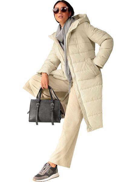 Heine Płaszcz pikowany w kolorze beżowym rozmiar: 42. Brązowe płaszcze damskie Heine, bez wzorów, bez kaptura. Za 245.96 zł.