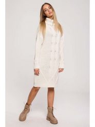 Made of emotion Sukienka dzianinowa w kolorze kremowym rozmiar: L/XL. Brązowe sukienki damskie Made Of Emotion, bez wzorów, z dzianiny, bez ramiączek. Za 69.91 zł.