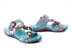 LAURA VITA 0007956 Liloo 41 turquoise, klapki damskie. Niebieskie klapki damskie LAURA VITA, bez wzorów, ze skóry, bez obcasa, bez zapięcia. Za 331.41 zł.