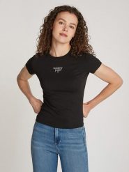 TOMMY JEANS Koszulka w kolorze czarnym rozmiar: XL. Czarne bluzki damskie Tommy Jeans, xl, bez wzorów, z bawełny, bez kołnierzyka, bez ramiączek. Za 96.60 zł.