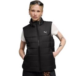 Puma ESS Padded Vest damska kamizelka. Czarne kamizelki damskie Puma, bez wzorów, z puchu, bez kaptura. Za 230.99 zł.