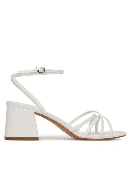 JENNY Sandały CWBF96728-06 Biały. Białe sandały damskie Jenny, bez wzorów, z materiału, bez obcasa, na słupku, bez zapięcia. Za 119.99 zł.