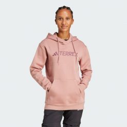 Bluza z kapturem Terrex Multi Large Logo. Czerwone bluzy damskie Adidas, m, bez wzorów, z materiału, z kapturem. W wyprzedaży za 179.40 zł.
