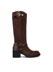 Guess Kozaki FLTMAT SUE11 Brązowy. Brązowe kozaki damskie Guess, ze skóry, bez obcasa, na słupku, bez zapięcia. Za 824.99 zł.
