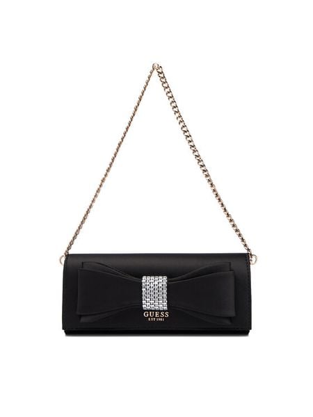 Guess Torebka Elsie Mini HWSS96 50710 Czarny. Czarne torebki wieczorowe damskie Guess, z aplikacjami, z materiału, bez dodatków. Za 679.99 zł.