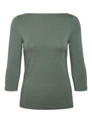 Vero Moda Koszulka w kolorze zielonym rozmiar: L. Zielone bluzki damskie Vero Moda, l, bez wzorów, bez kołnierzyka, bez ramiączek. Za 70.24 zł.