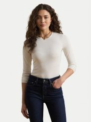 LAUREN RALPH LAUREN Bluzka 200680399002 Biały Slim Fit. Białe bluzki damskie Lauren Ralph Lauren, m, bez wzorów, z bawełny, bez kołnierzyka, bez ramiączek. Za 356.99 zł.