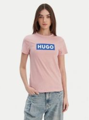 HUGO T-Shirt Classic 50510772 Różowy Slim Fit. Czerwone t-shirty damskie Hugo, xl, bez wzorów, z bawełny, bez kołnierzyka. Za 199.99 zł.
