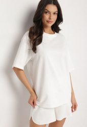 Biały Bawełniany Klasyczny T-shirt Merovira. Białe t-shirty damskie Born2be, bez wzorów, z bawełny, bez kołnierzyka. Za 44.99 zł.