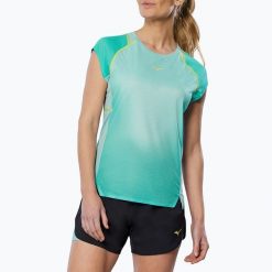 Koszulka do biegania damska Mizuno Aero Tee. Niebieskie koszulki damskie Mizuno, bez wzorów, bez kołnierzyka, bez ramiączek. Za 269.99 zł.