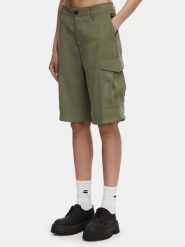 G-Star Raw Szorty materiałowe Bermuda Cargo D29016-D522 Zielony ciemny Relaxed Fit. Zielone szorty damskie G-Star, bez wzorów, z bawełny. Za 338.99 zł.