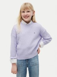 Tommy Hilfiger Sweter KG0KG08848 Fioletowy jasny Regular Fit. Fioletowe swetry dziewczęce Tommy Hilfiger, bez wzorów, z bawełny, bez kołnierzyka, bez ramiączek. Za 329.99 zł.