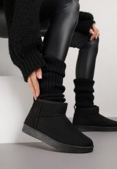 Czarne Śniegowce z Niską Cholewką Retira. Czarne śniegowce damskie Renee, z jeansu, przed kostkę. Za 69.99 zł.