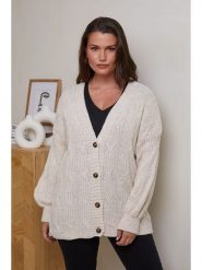 Curvy Lady Kardigan w kolorze kremowym rozmiar: 40/42. Brązowe kardigany damskie Curvy Lady, bez wzorów, ze splotem. Za 109.52 zł.