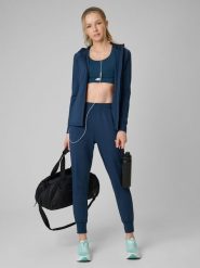 4F Spodnie treningowe szybkoschnące damskie - turkusowe XS. Niebieskie spodnie dresowe damskie 4F, xs, bez wzorów, z elastanu, na fitness i siłownię. Za 179.99 zł.