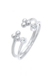Elli Damski zestaw kule otwarty Ball Design z kryształami w srebrze próby 925 sterling silver Pierścionki 1 ct. Szare pierścionki damskie Elli, srebrne. Za 248.99 zł.