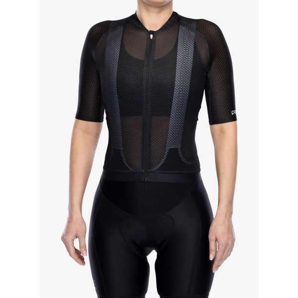 Koszulka rowerowa damska POC Air Jersey. Czarne koszulki damskie POC, bez wzorów, z jersey, bez kołnierzyka, bez ramiączek. W wyprzedaży za 252.85 zł.