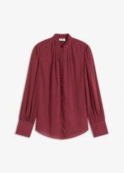 Bluzka tunikowa z szyfonu. Zielone bluzki damskie bonprix, bez wzorów, z szyfonu, eleganckie, bez kołnierzyka, bez ramiączek. Za 129.99 zł.