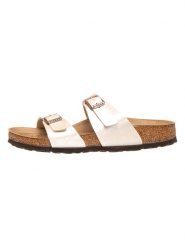 Birkenstock Klapki "Sydney" w kolorze kremowym rozmiar: 37. Brązowe klapki damskie Birkenstock, bez wzorów, z otwartym noskiem, bez obcasa, bez zapięcia. Za 191.88 zł.