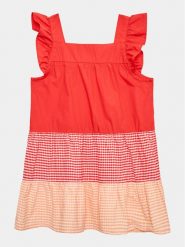 United Colors Of Benetton Sukienka codzienna 4EW7GV00U Czerwony Regular Fit. Czerwone sukienki dziewczęce United Colors Of Benetton, bez wzorów, z bawełny, bez ramiączek, proste. Za 69.99 zł.