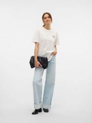 Vero Moda Koszulka w kolorze białym rozmiar: XS. Białe bluzki damskie Vero Moda, xs, bez wzorów, z bawełny, bez kołnierzyka, bez ramiączek. Za 39.58 zł.