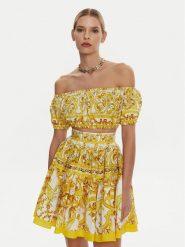 Dolce&Gabbana Bluzka F755RT HH5BA Żółty Regular Fit. Żółte bluzki damskie Dolce&Gabbana, bez wzorów, z bawełny, bez kołnierzyka, bez ramiączek. W wyprzedaży za 2,059.00 zł.