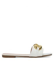 DeeZee Klapki Q28-2 Biały. Białe klapki damskie DeeZee, bez wzorów, z materiału, bez obcasa, bez zapięcia. Za 119.99 zł.