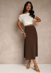 Ciemnobrązowa Midi Spódnica Rozkloszowana o Klasycznym Fasonie Namettia. Brązowe spódnice damskie Renee, na co dzień, bez wzorów, eleganckie, midi. Za 59.99 zł.