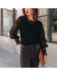 Milan Kiss Bluzka w kolorze czarnym rozmiar: L. Czarne bluzki damskie Milan Kiss, l, bez wzorów, z koronki, bez kołnierzyka, bez ramiączek. Za 126.99 zł.