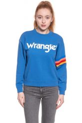 BLUZA WRANGLER DAMSKA LOGO SWEAT DEEP WATER W6072HQDF 112130428. Niebieskie bluzy damskie Wrangler, xs, bez wzorów, bez kaptura. W wyprzedaży za 59.99 zł.
