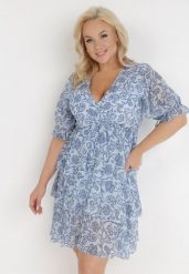 Niebieska Sukienka Balapus. Niebieskie sukienki damskie Born2be, bez wzorów, eleganckie, bez ramiączek. Za 189.99 zł.