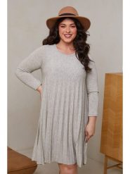 Curvy Lady Sukienka w kolorze szarym rozmiar: 44/46. Szare sukienki damskie Curvy Lady, bez wzorów, z wełny, klasyczne, bez ramiączek. Za 78.99 zł.