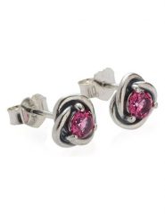 Pandora Srebrne kolczyki-wkrętki z kryształami rozmiar: onesize. Różowe kolczyki damskie Pandora, z kryształem, srebrne. Za 165.99 zł.