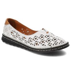 Białe Półbuty Artiker Damskie Modne Skórzane Buty. Białe półbuty damskie Artiker, na lato, bez wzorów, ze skóry, bez obcasa, bez zapięcia. Za 199.00 zł.
