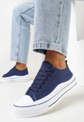 Granatowe Trampki przed Kostkę na Grubej Podeszwie Asylia. Niebieskie trampki damskie Born2be, bez wzorów, przed kostkę, bez zapięcia. Za 39.99 zł.