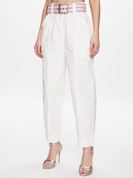 Pinko Spodnie materiałowe Rigore 100685 A0I4 Biały Relaxed Fit. Białe spodnie materiałowe damskie Pinko, bez wzorów, z bawełny. Za 579.99 zł.
